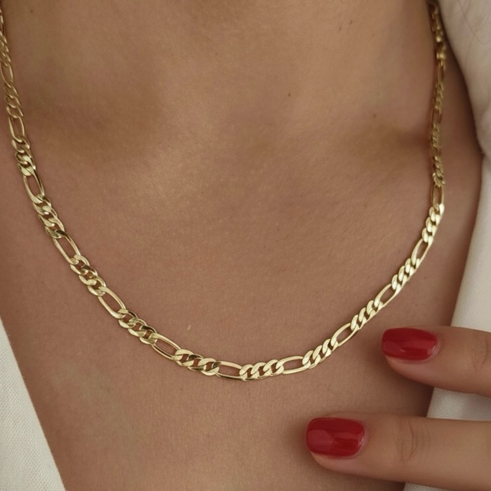 Figaro Chain Necklace | Waterproof 14K Gold Plated | Layering